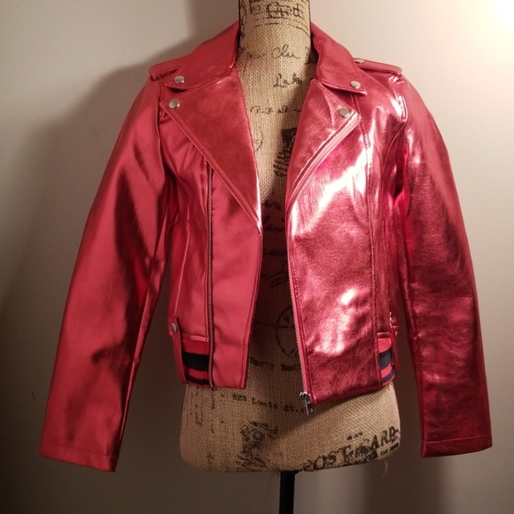 red metallic jacket